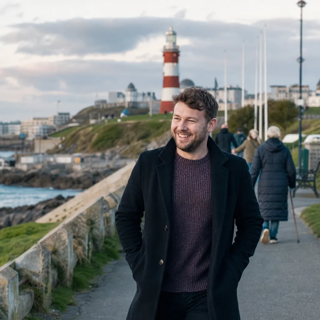 Plymouth single writing an honest dating bio at a café table