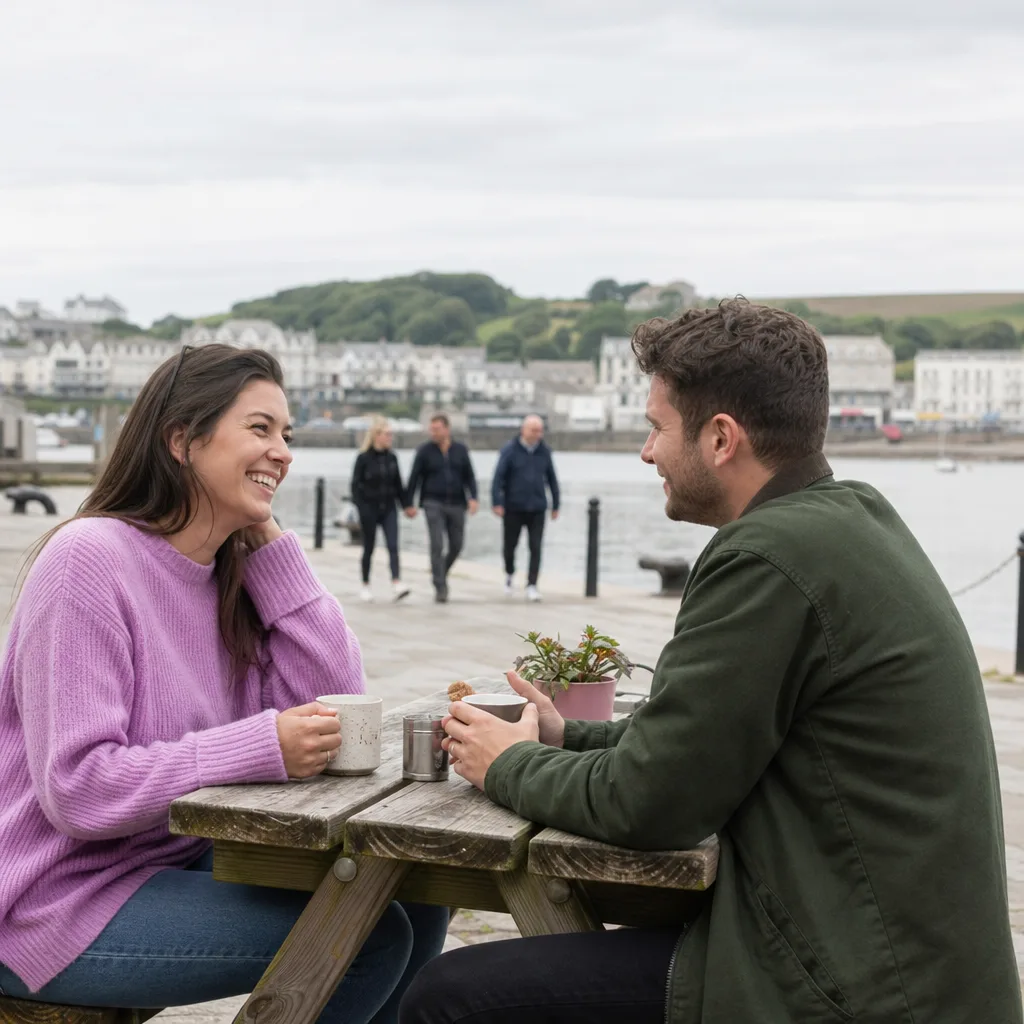 A busy public cafe in central Plymouth suitable for a first meeting